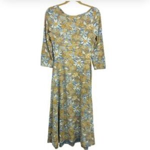 Pact Organic Cotton Brushstroke Floral Scarlett Open-Back Midi Dress-Size Large